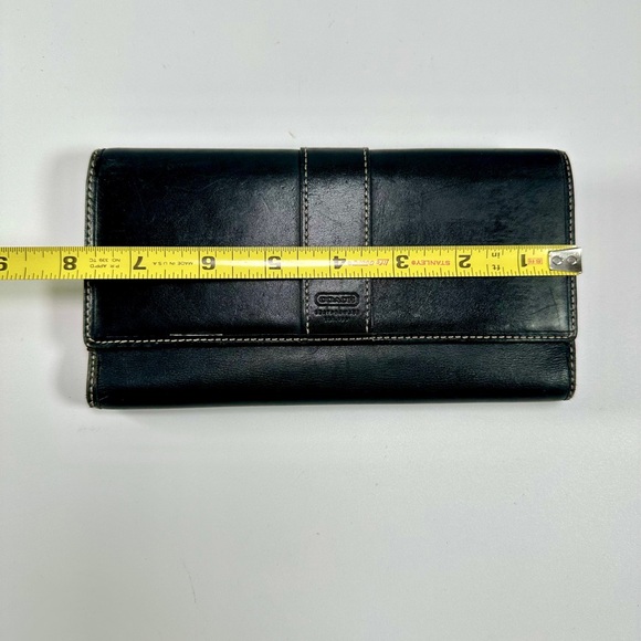 Coach Hampton Leather Tri-fold Wallet in Black - Picture 6 of 7